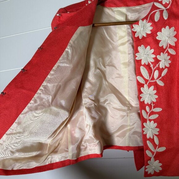 Nygard Blazer Jacket Dark Coral & Cream 3/4 Sleeve Hook Closure Size 14 P-NWT - Picture 5 of 8